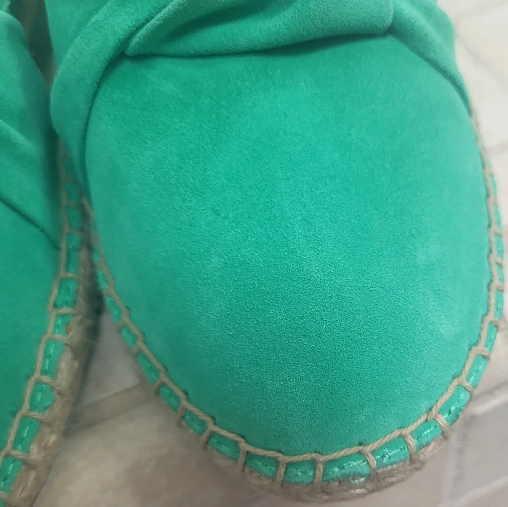 Talbots Izzy Knot Kelly Green Suede Espadrille Shoes Size 9 - Picture 8 of 8